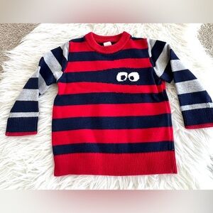 Vintage Baby Gap Halloween Monster Red Striped Sweater size 3T